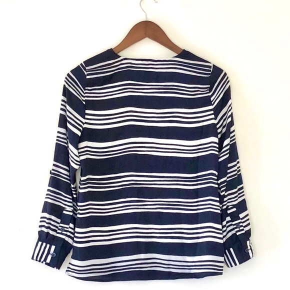 Ann Taylor Navy and Cream Striped Top - Picture 2 of 3